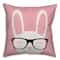 Happy Bunny with Glasses Throw Pillow